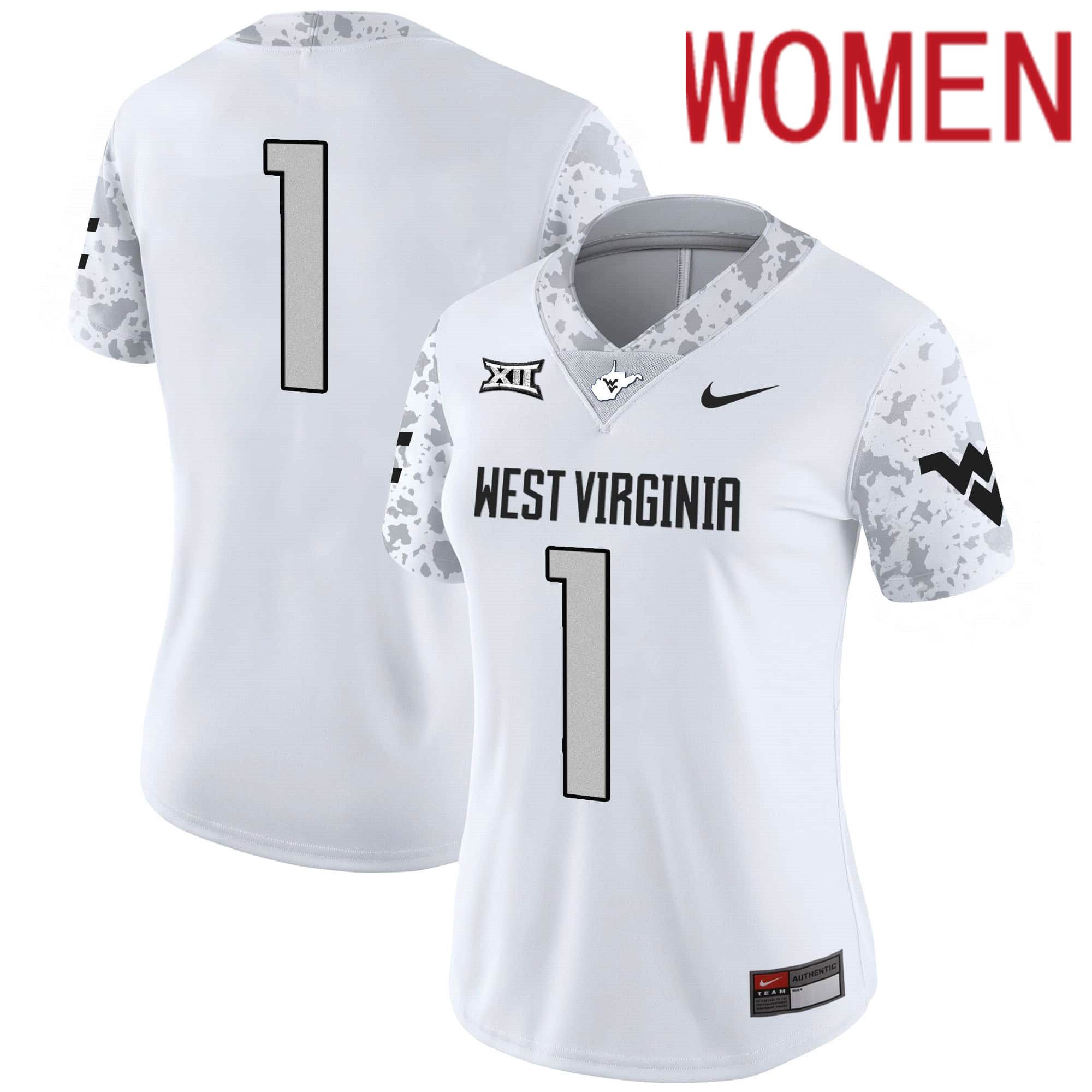 Women West Virginia Mountaineers #1 No Name White 2024 Nike Vapor Limited NCAA Jersey